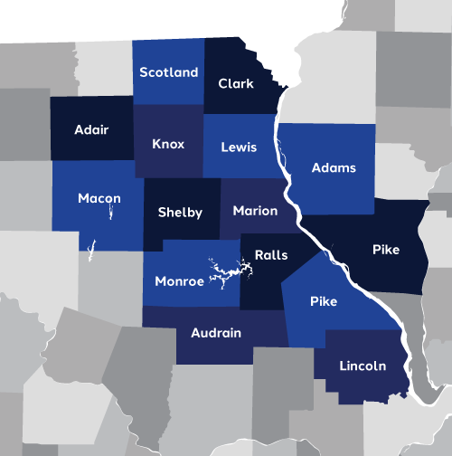 Northeast Missouri and West Central Illinois Counties Served